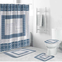 Samoa Siapo Blue Trimmed Bathroom Set Samoa White Sunday - Polynesian Pride