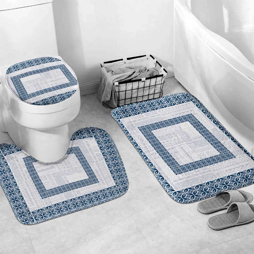 Samoa Siapo Blue Trimmed Bathroom Set Samoa White Sunday - Polynesian Pride