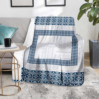 Samoa Siapo Blue Trimmed Blanket Samoa White Sunday - Polynesian Pride