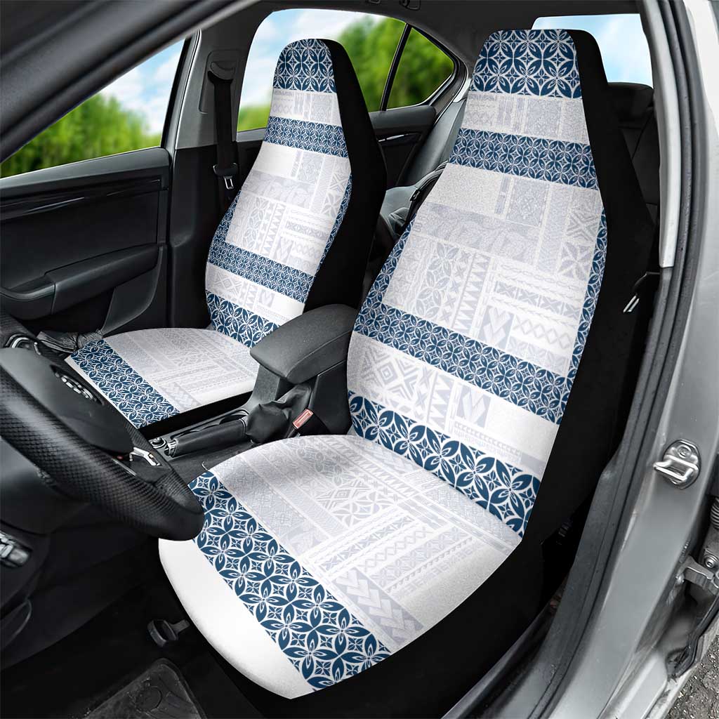 Samoa Siapo Blue Trimmed Car Seat Cover Samoa White Sunday - Polynesian Pride