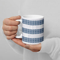 Samoa Siapo Blue Trimmed Ceramic Mug Samoa White Sunday LT01 - Polynesian Pride