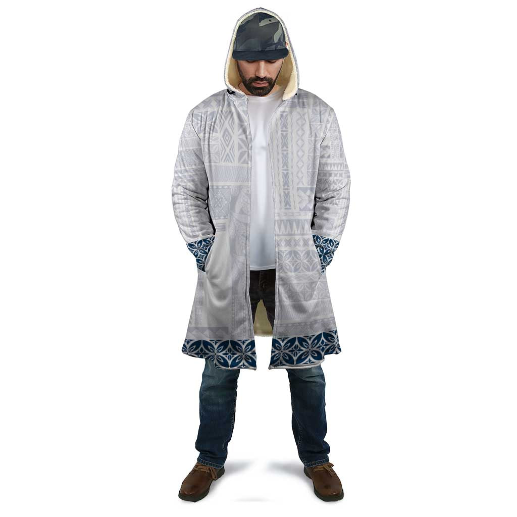 Samoa Siapo Blue Trimmed Cloak Samoa White Sunday - Polynesian Pride