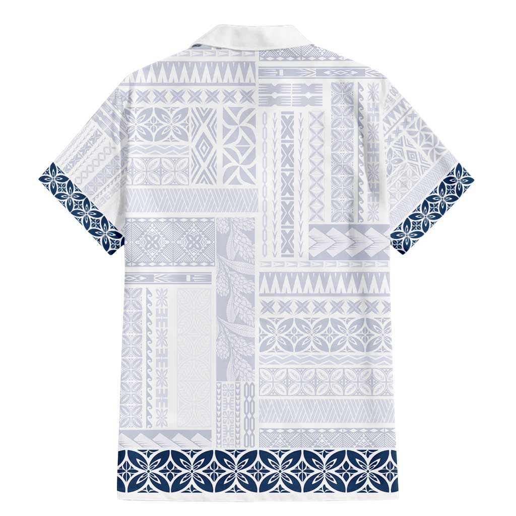 Samoa Siapo Blue Trimmed Family Matching Mermaid Dress and Hawaiian Shirt Samoa White Sunday - Polynesian Pride