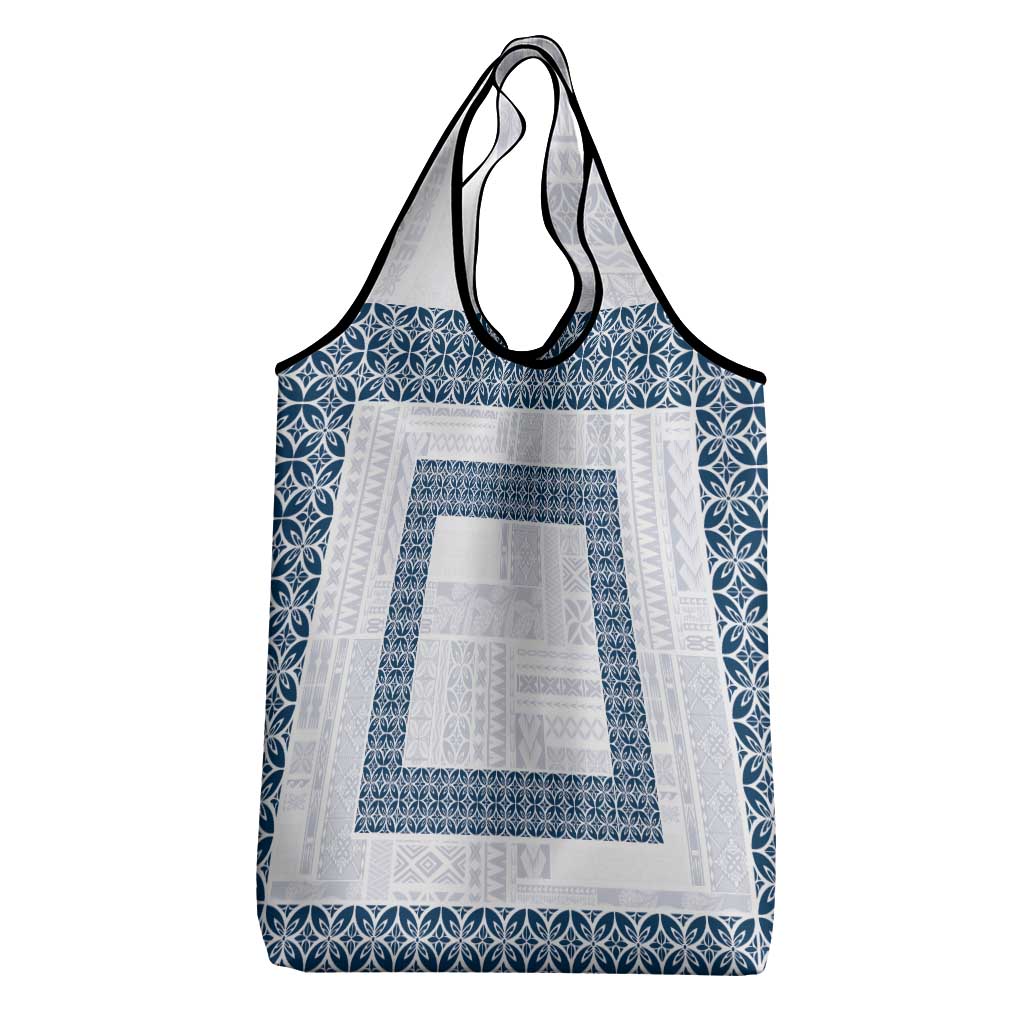 Samoa Siapo Blue Trimmed Grocery Bag Samoa White Sunday - Polynesian Pride
