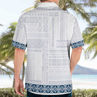 Samoa Siapo Blue Trimmed Hawaiian Shirt Samoa White Sunday - Polynesian Pride