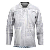 Samoa Siapo Blue Trimmed Hockey Jersey Samoa White Sunday - Polynesian Pride