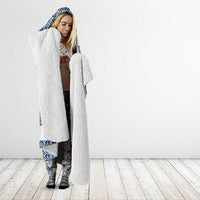 Samoa Siapo Blue Trimmed Hooded Blanket Samoa White Sunday - Polynesian Pride