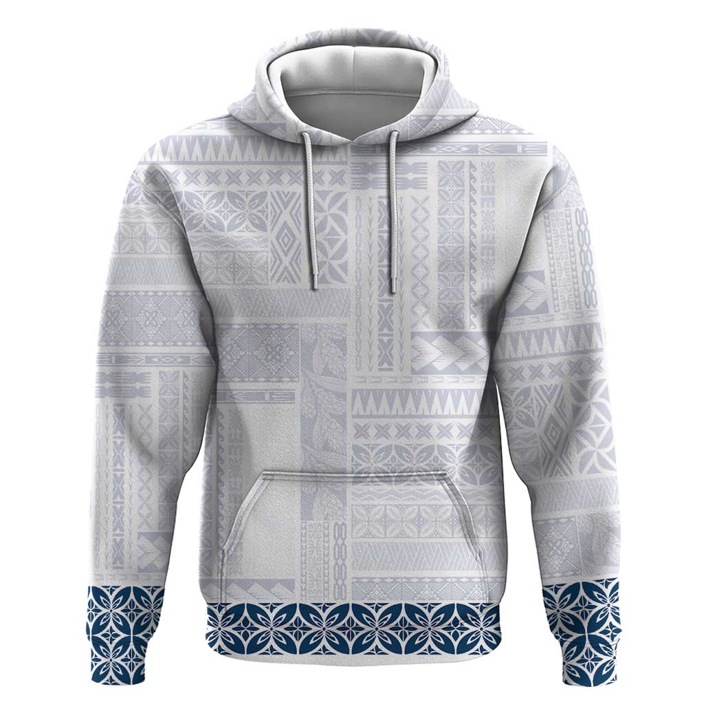 Samoa Siapo Blue Trimmed Hoodie Samoa White Sunday - Polynesian Pride