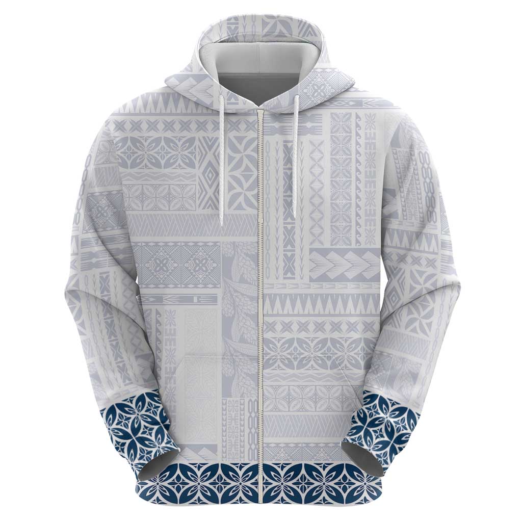 Samoa Siapo Blue Trimmed Hoodie Samoa White Sunday - Polynesian Pride