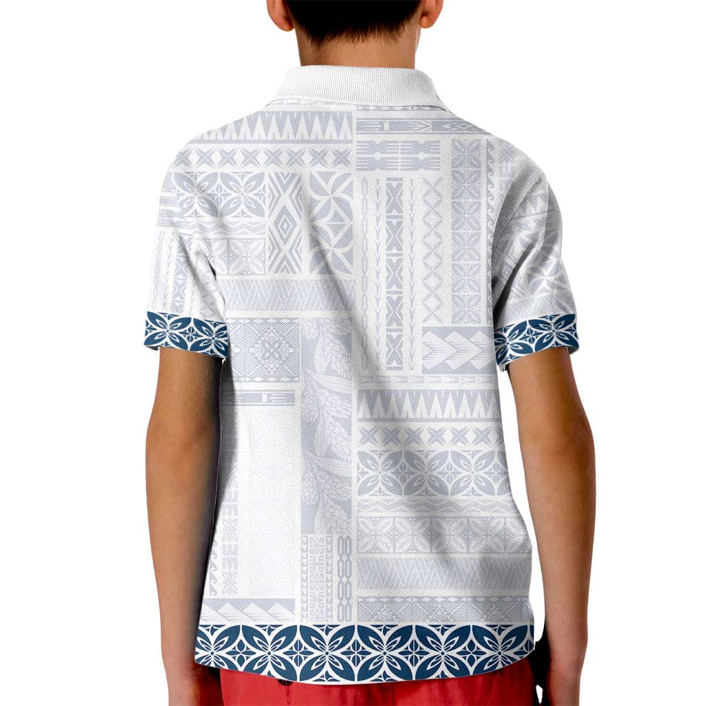 Samoa Siapo Blue Trimmed Kid Polo Shirt Samoa White Sunday - Polynesian Pride