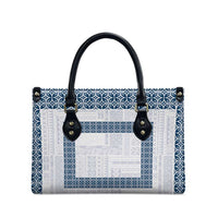 Samoa Siapo Blue Trimmed Leather Bag Samoa White Sunday LT01 - Polynesian Pride