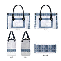 Samoa Siapo Blue Trimmed Leather Bag Samoa White Sunday LT01 - Polynesian Pride