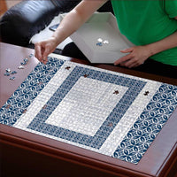 Samoa Siapo Blue Trimmed Puzzle Samoa White Sunday LT01 - Polynesian Pride