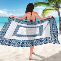 Samoa Siapo Blue Trimmed Sarong Samoa White Sunday - Polynesian Pride