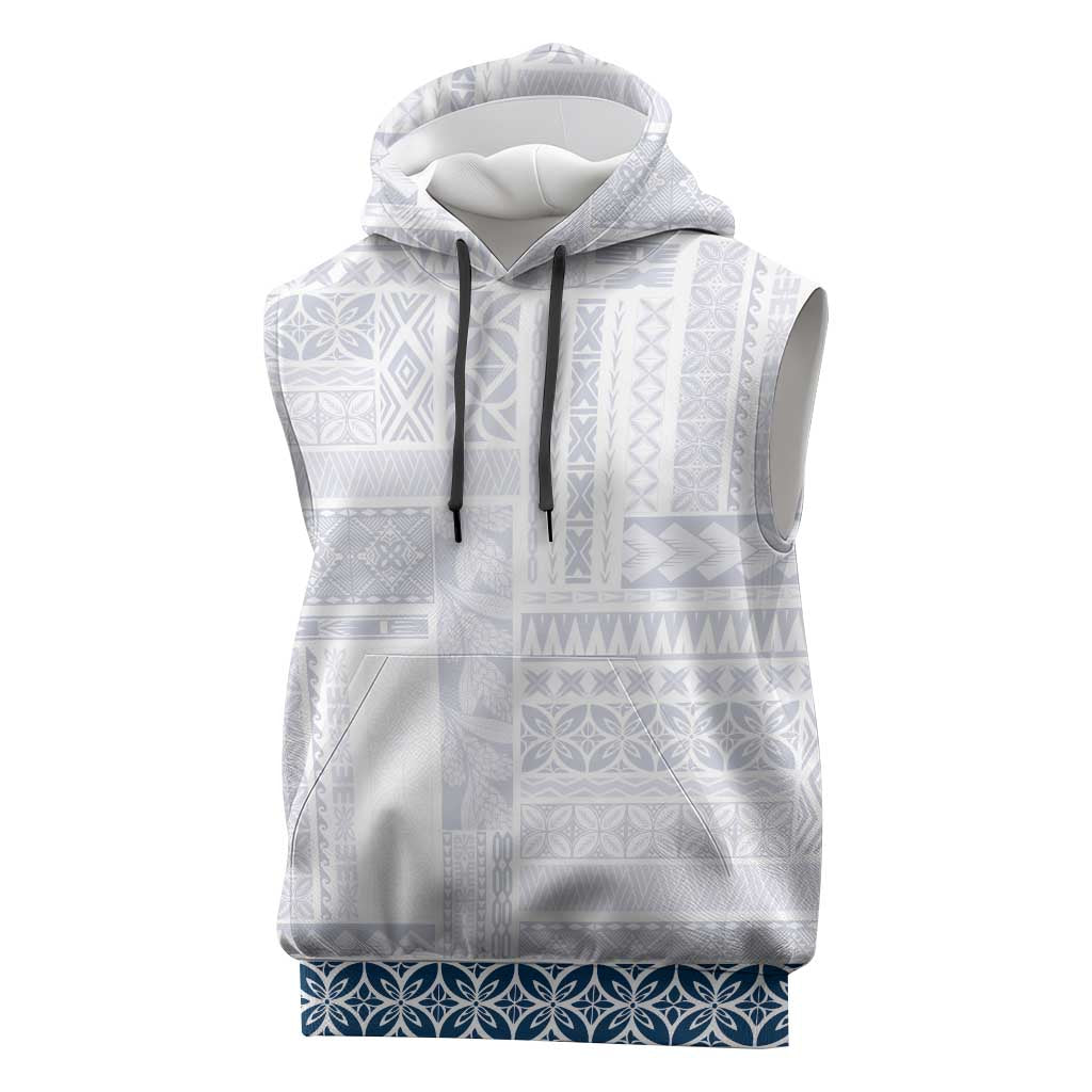 Samoa Siapo Blue Trimmed Sleeveless Hoodie Samoa White Sunday LT01 Blue - Polynesian Pride