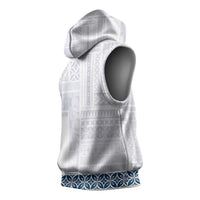 Samoa Siapo Blue Trimmed Sleeveless Hoodie Samoa White Sunday LT01 - Polynesian Pride
