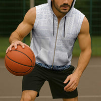 Samoa Siapo Blue Trimmed Sleeveless Zip Hoodie Samoa White Sunday - Polynesian Pride