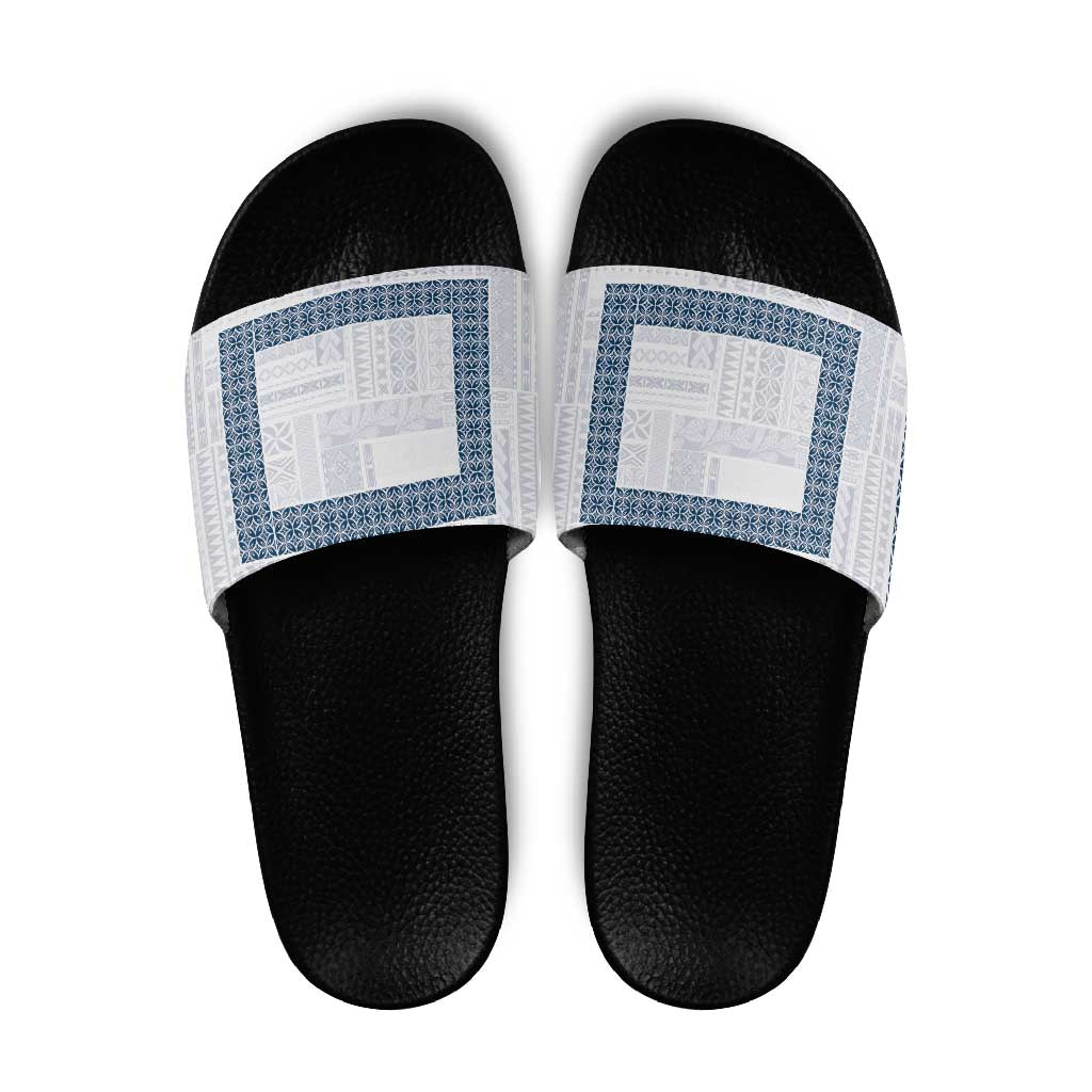 Samoa Siapo Blue Trimmed Slide Sandals Samoa White Sunday - Polynesian Pride