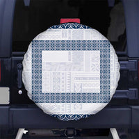 Samoa Siapo Blue Trimmed Spare Tire Cover Samoa White Sunday - Polynesian Pride