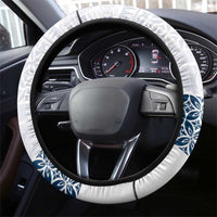 Samoa Siapo Blue Trimmed Steering Wheel Cover Samoa White Sunday - Polynesian Pride