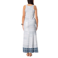 Samoa Siapo Blue Trimmed Tank Maxi Dress Samoa White Sunday - Polynesian Pride