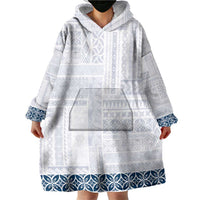 Samoa Siapo Blue Trimmed Wearable Blanket Hoodie Samoa White Sunday - Polynesian Pride