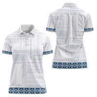 Samoa Siapo Blue Trimmed Women Polo Shirt Samoa White Sunday - Polynesian Pride