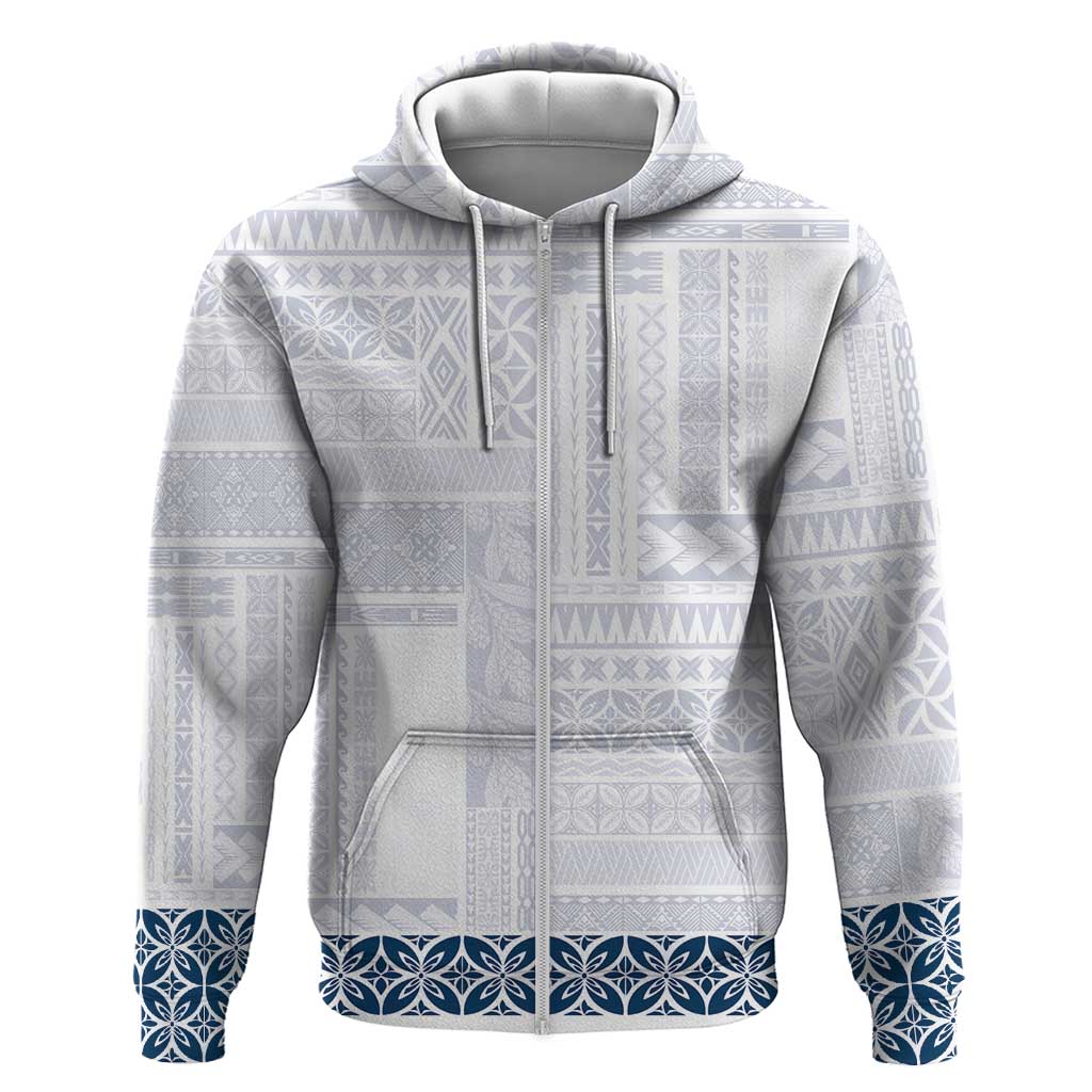 Samoa Siapo Blue Trimmed Zip Hoodie Samoa White Sunday - Polynesian Pride