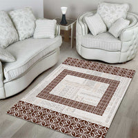 Samoa Siapo Brown Trimmed Area Rug Samoa White Sunday - Polynesian Pride