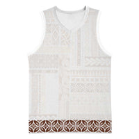Samoa Siapo Brown Trimmed Basketball Jersey Samoa White Sunday LT01 Unisex Brown - Polynesian Pride