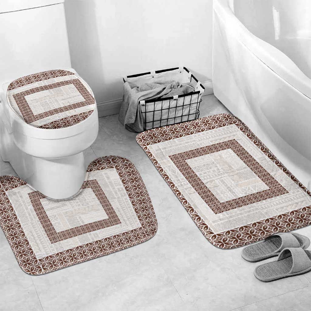 Samoa Siapo Brown Trimmed Bathroom Set Samoa White Sunday - Polynesian Pride