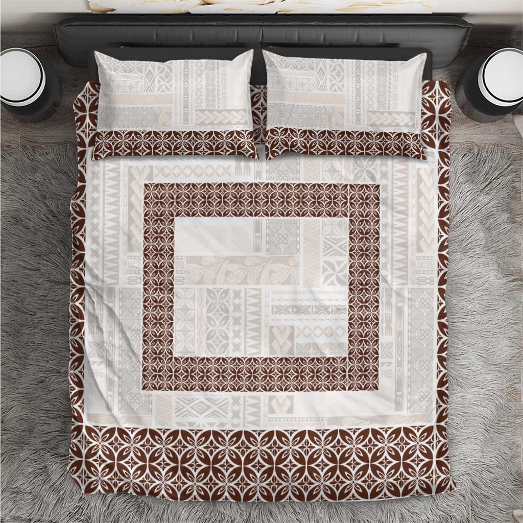 Samoa Siapo Brown Trimmed Bedding Set Samoa White Sunday - Polynesian Pride