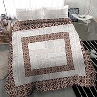 Samoa Siapo Brown Trimmed Bedding Set Samoa White Sunday - Polynesian Pride