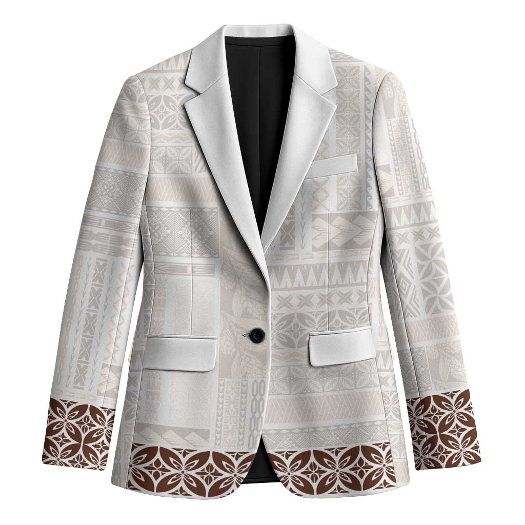 Samoa Siapo Brown Trimmed Blazer Samoa White Sunday - Polynesian Pride