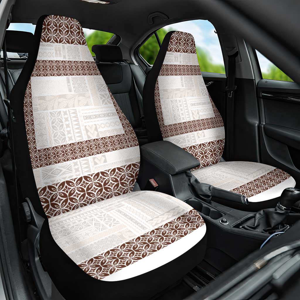 Samoa Siapo Brown Trimmed Car Seat Cover Samoa White Sunday - Polynesian Pride