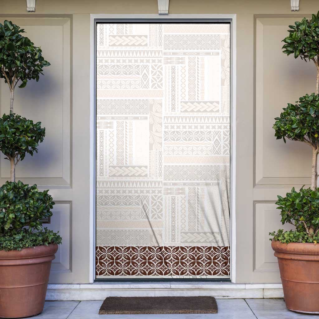 Samoa Siapo Brown Trimmed Door Cover Samoa White Sunday - Polynesian Pride