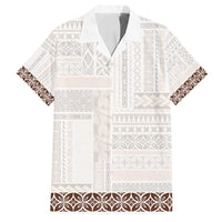 Samoa Siapo Brown Trimmed Family Matching Long Sleeve Bodycon Dress and Hawaiian Shirt Samoa White Sunday - Polynesian Pride