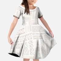 Samoa Siapo Brown Trimmed Family Matching Tank Maxi Dress and Hawaiian Shirt Samoa White Sunday - Polynesian Pride