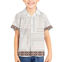 Samoa Siapo Brown Trimmed Family Matching Tank Maxi Dress and Hawaiian Shirt Samoa White Sunday - Polynesian Pride
