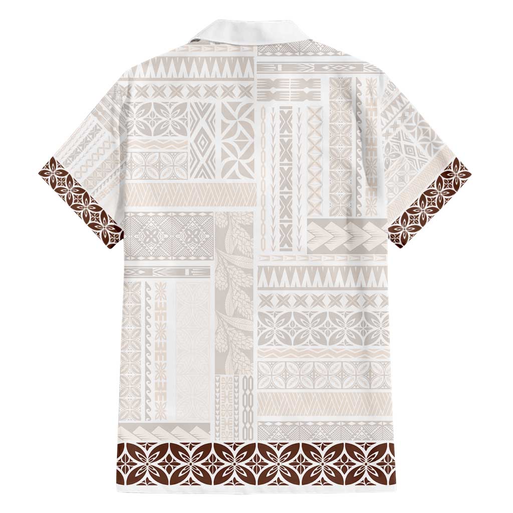 Samoa Siapo Brown Trimmed Hawaiian Shirt Samoa White Sunday - Polynesian Pride