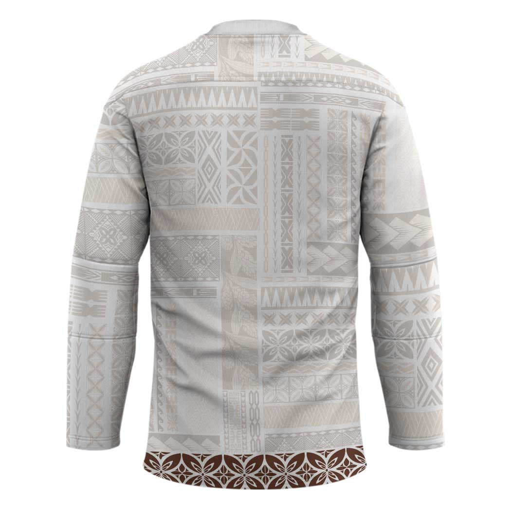 Samoa Siapo Brown Trimmed Hockey Jersey Samoa White Sunday - Polynesian Pride