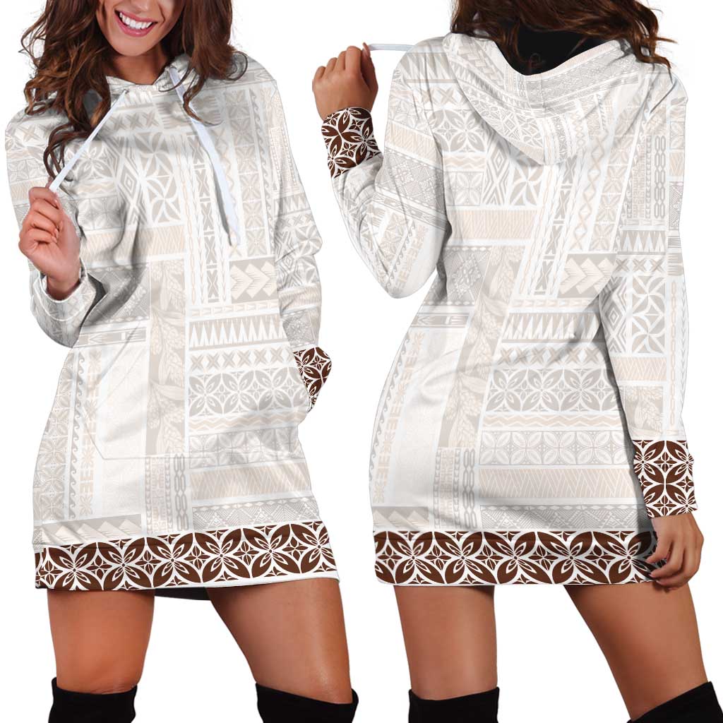 Samoa Siapo Brown Trimmed Hoodie Dress Samoa White Sunday - Polynesian Pride