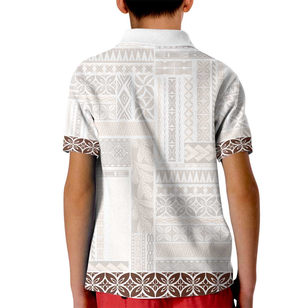 Samoa Siapo Brown Trimmed Kid Polo Shirt Samoa White Sunday - Polynesian Pride