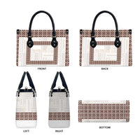 Samoa Siapo Brown Trimmed Leather Bag Samoa White Sunday - Polynesian Pride