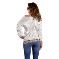 Samoa Siapo Brown Trimmed Off Shoulder Sweater Samoa White Sunday - Polynesian Pride