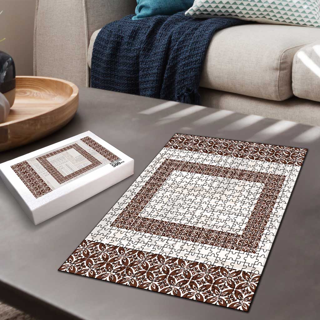 Samoa Siapo Brown Trimmed Puzzle Samoa White Sunday LT01 - Polynesian Pride