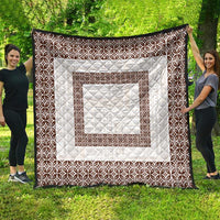 Samoa Siapo Brown Trimmed Quilt Samoa White Sunday - Polynesian Pride