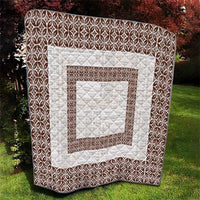 Samoa Siapo Brown Trimmed Quilt Samoa White Sunday - Polynesian Pride