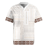 Samoa Siapo Brown Trimmed Rugby Jersey Samoa White Sunday - Polynesian Pride