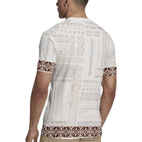 Samoa Siapo Brown Trimmed Rugby Jersey Samoa White Sunday - Polynesian Pride